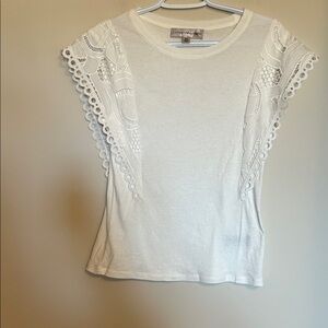 Catherine Malandrino lace trimmed T-shirt size M cotton/modal mix like new